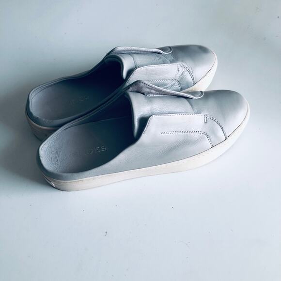 J Slides 'Alara' Women's  8 Slip On Sneaker Mule Gray Leather Clog Slide - Picture 4 of 11